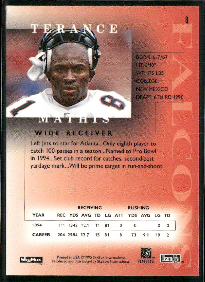 Terance Mathis 1995 SkyBox Premium #8 Atlanta Falcons