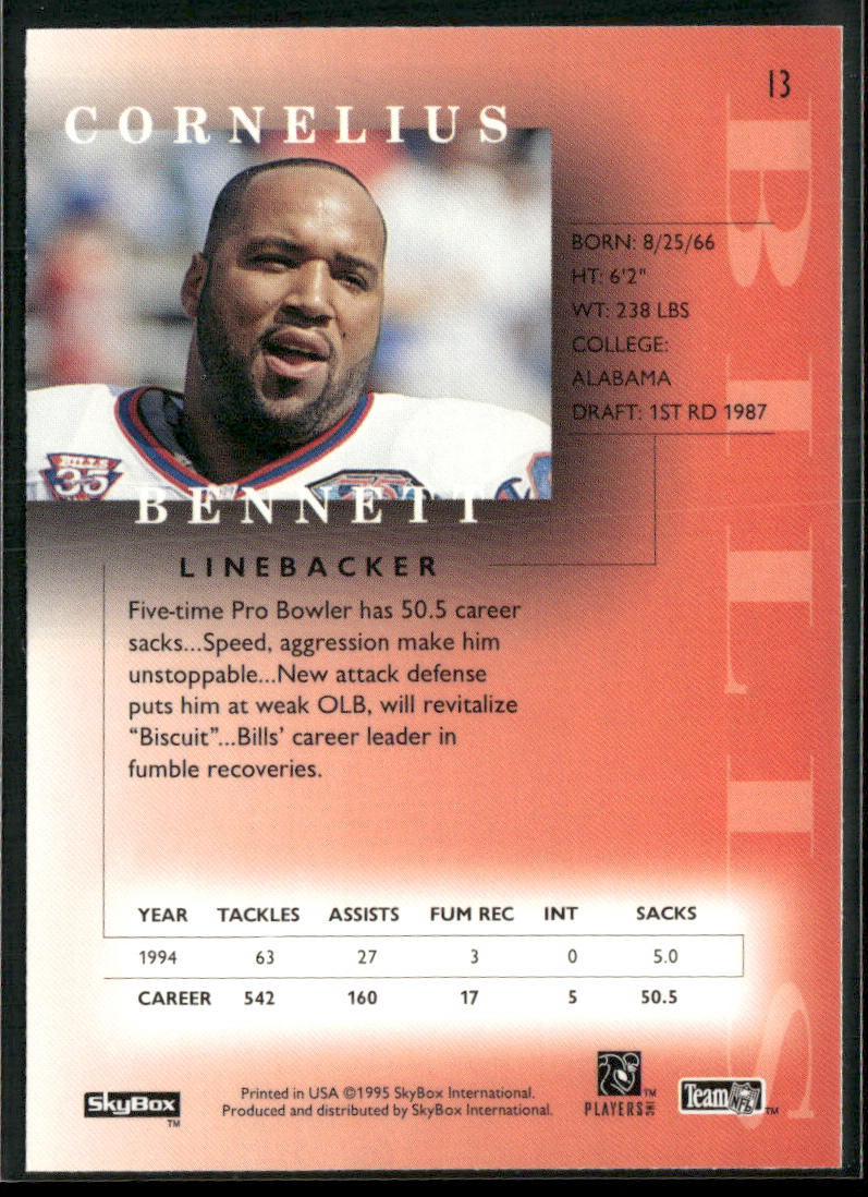 Cornelius Bennett 1995 SkyBox Premium #13 Buffalo Bills