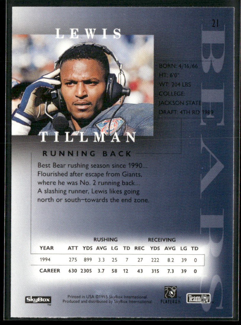 Lewis Tillman 1995 SkyBox Premium #21 Chicago Bears