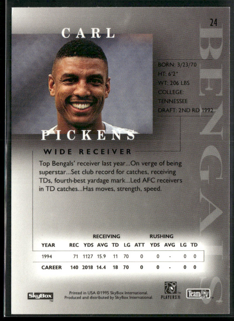 Carl Pickens 1995 SkyBox Premium #24 Cincinnati Bengals