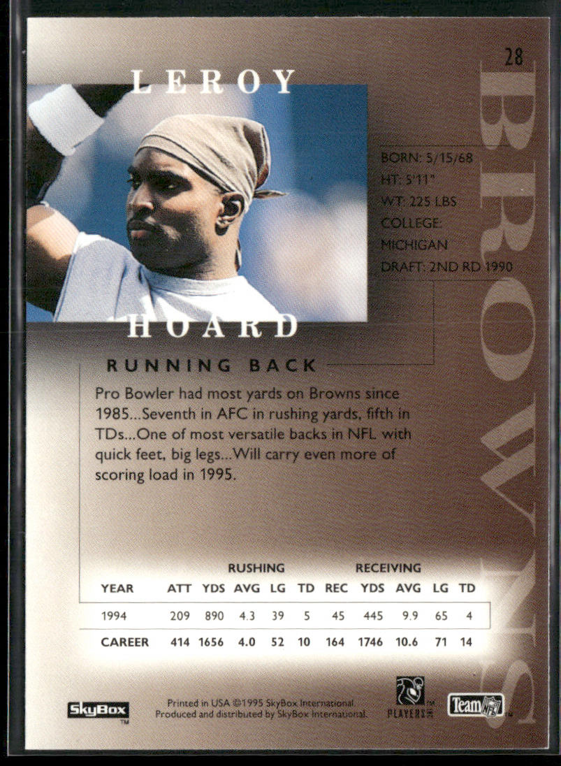 Leroy Hoard 1995 SkyBox Premium #28 Cleveland Browns