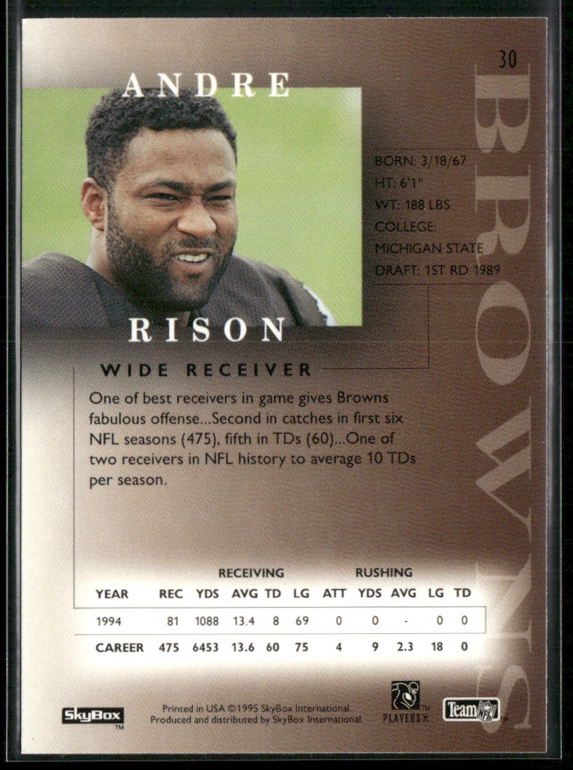 Andre Rison 1995 SkyBox Premium #30 Cleveland Browns