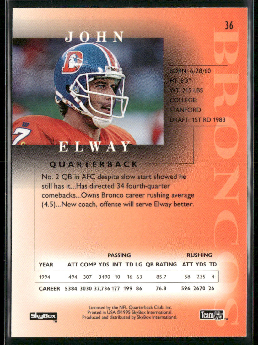 John Elway 1995 SkyBox Premium #36 Denver Broncos