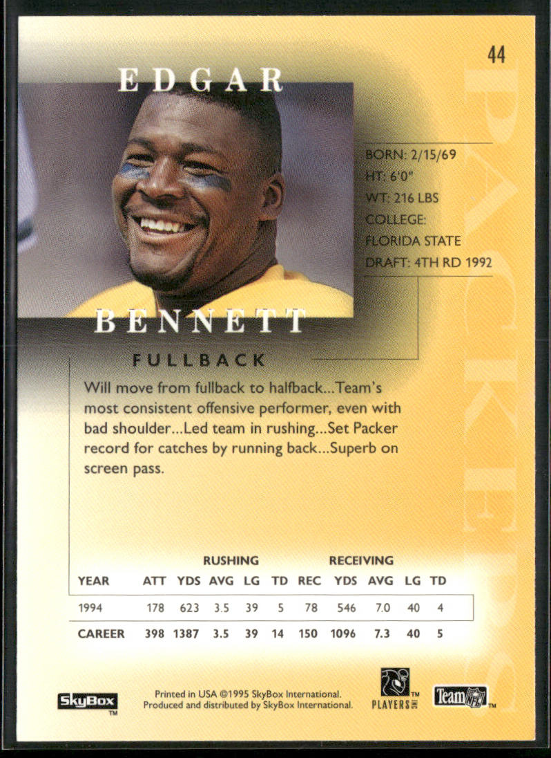 Edgar Bennett 1995 SkyBox Premium #44 Green Bay Packers