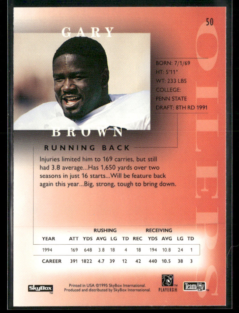 Gary Brown 1995 SkyBox Premium #50 Houston Oilers