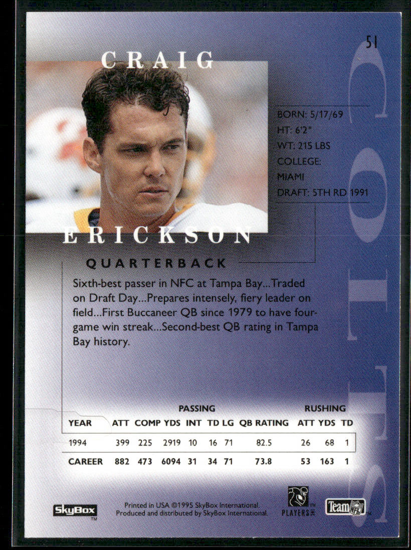 Craig Erickson 1995 SkyBox Premium #51 Indianapolis Colts