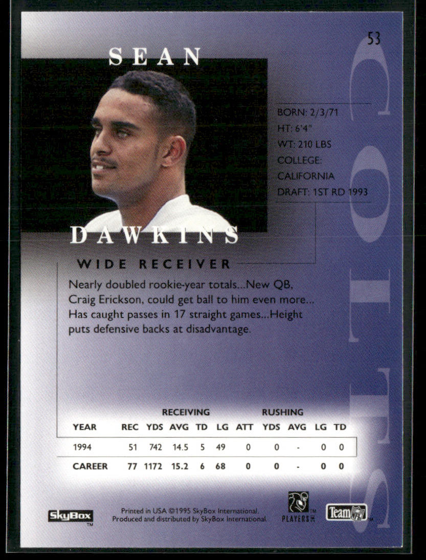 Sean Dawkins 1995 SkyBox Premium #53 Indianapolis Colts