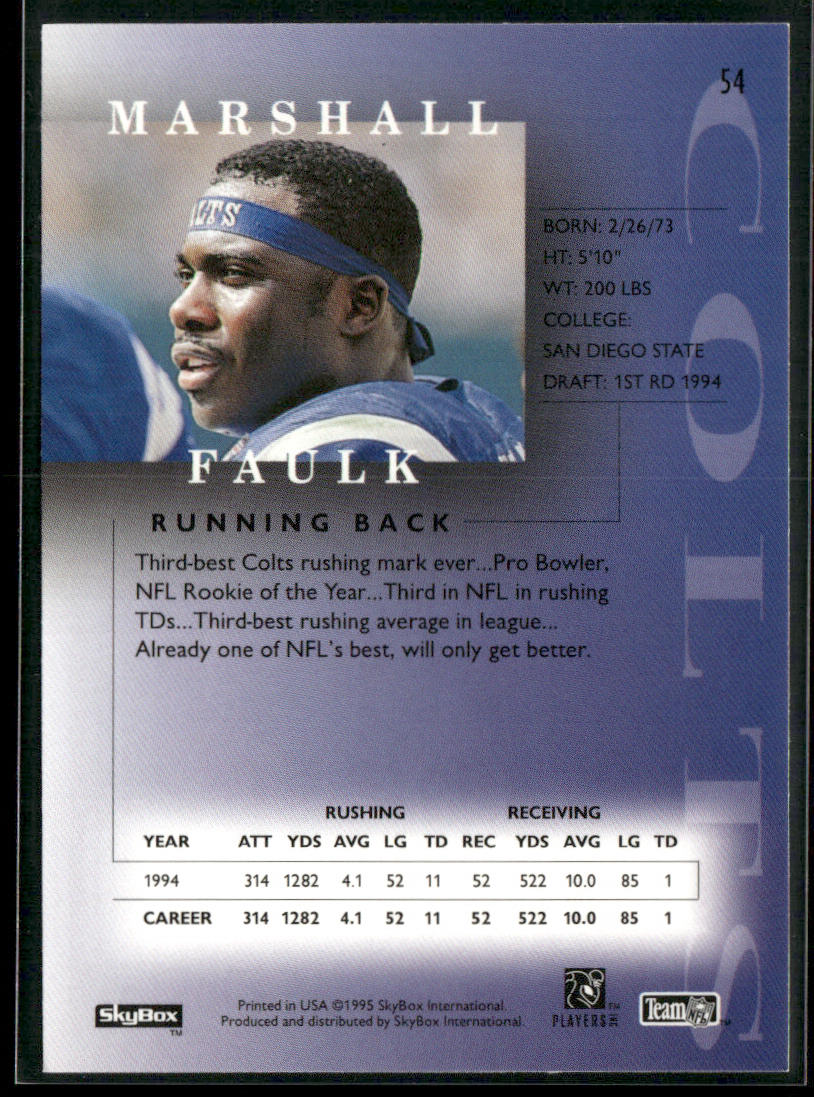 Marshall Faulk 1995 SkyBox Premium #54 Indianapolis Colts