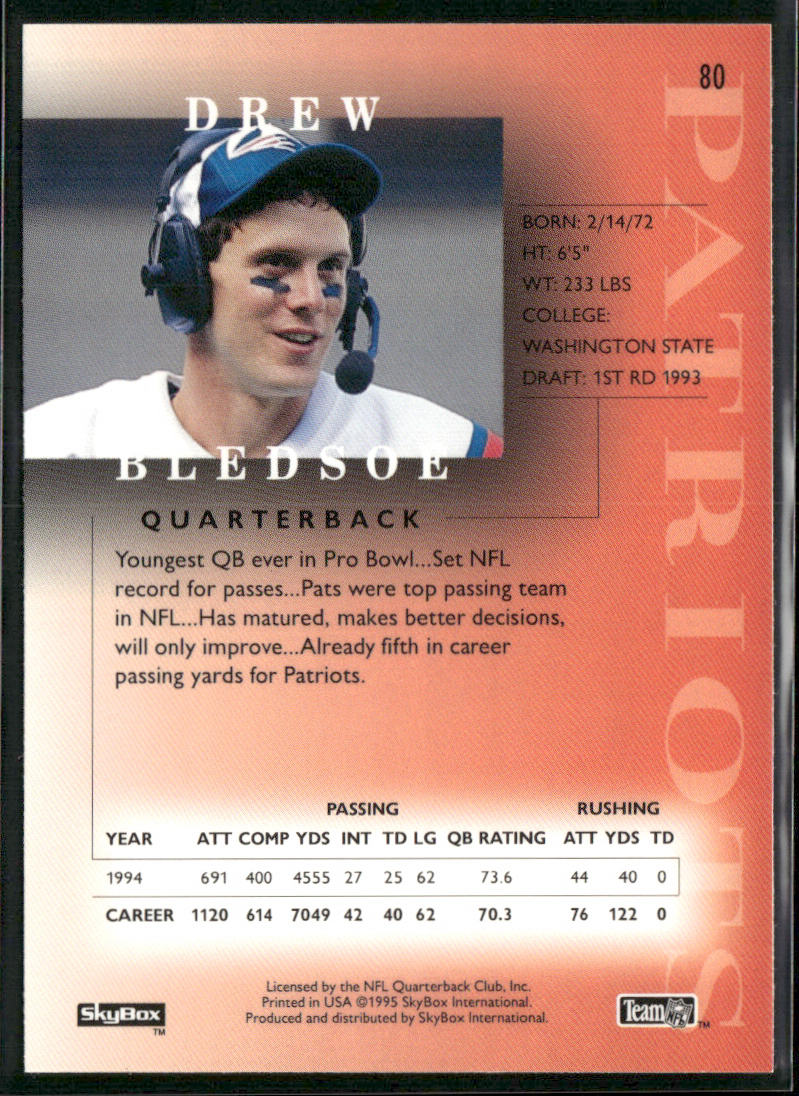 Drew Bledsoe 1995 SkyBox Premium #80 New England Patriots