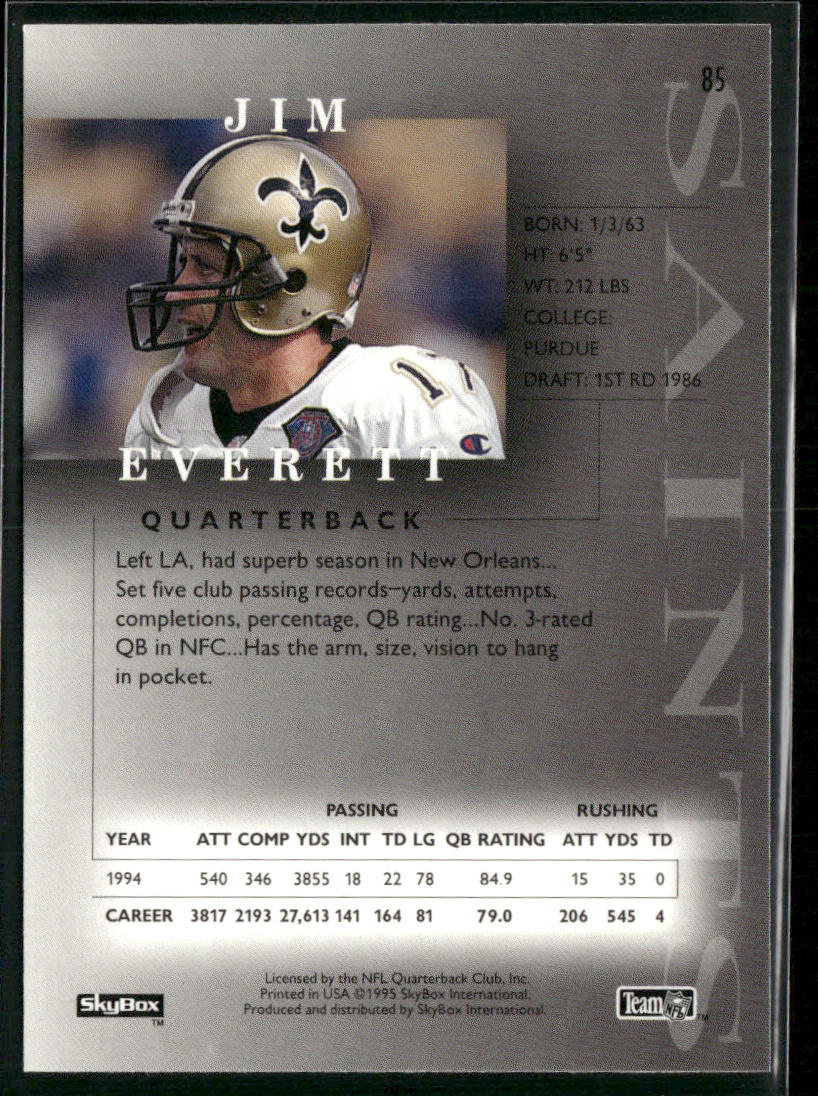 Jim Everett 1995 SkyBox Premium #85 New Orleans Saints