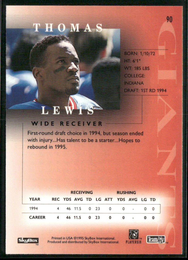 Thomas Lewis 1995 SkyBox Premium #90 New York Giants