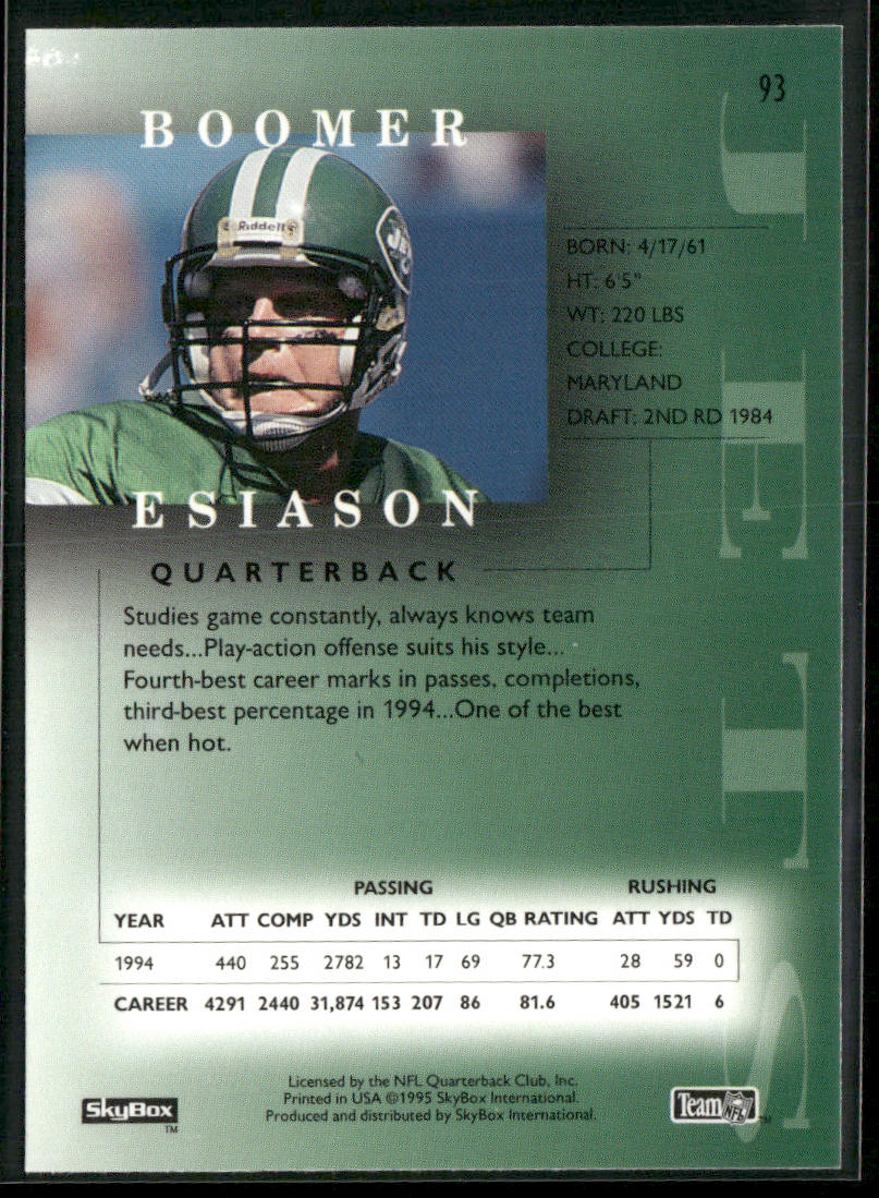 Boomer Esiason 1995 SkyBox Premium #93 New York Jets