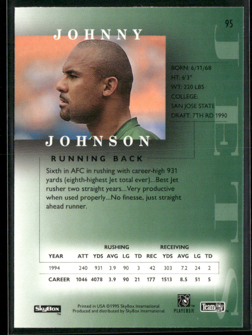 Johnny Johnson 1995 SkyBox Premium #95 New York Jets
