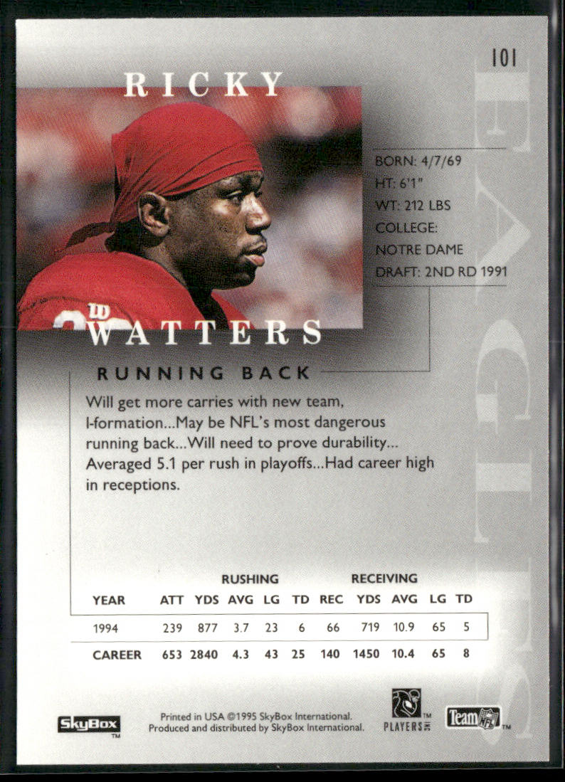 Ricky Watters 1995 SkyBox Premium #101 Philadelphia Eagles
