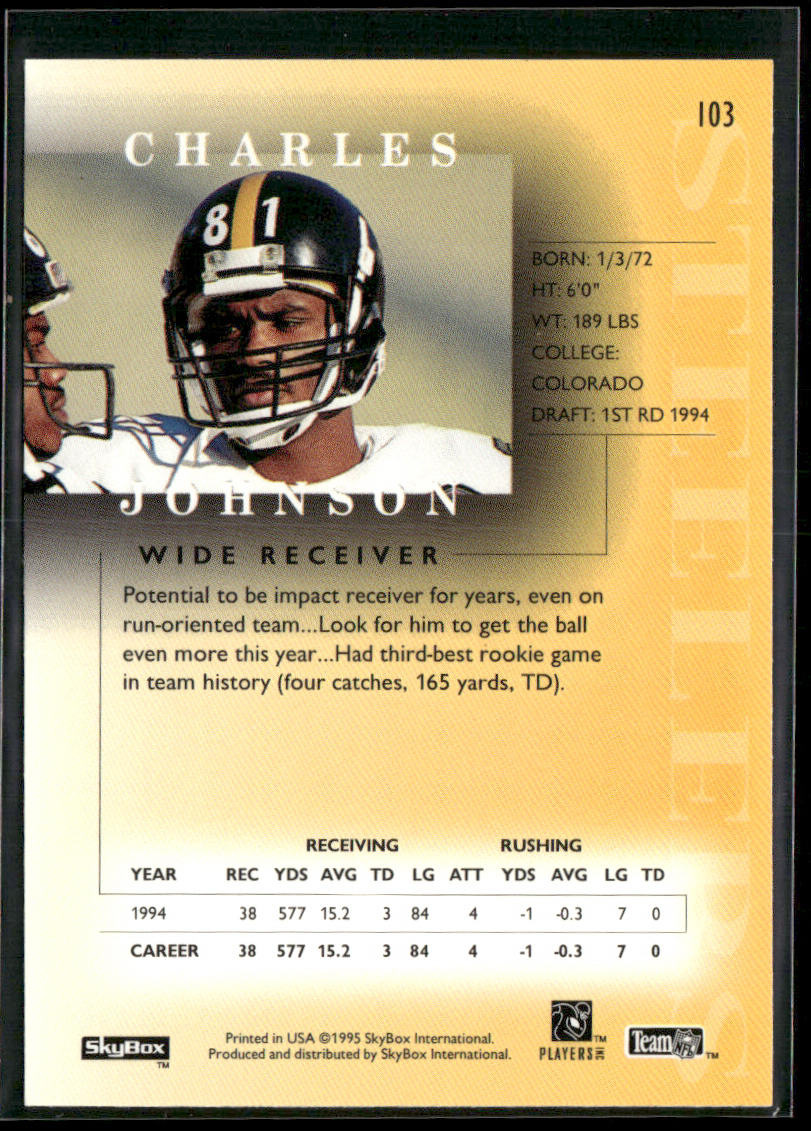 Charles Johnson 1995 SkyBox Premium #103 Pittsburgh Steelers