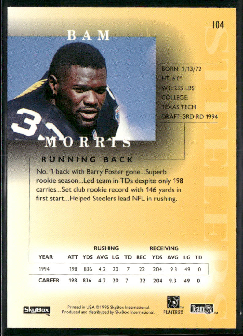 Bam Morris 1995 SkyBox Premium #104 Pittsburgh Steelers