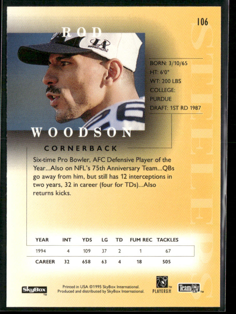 Rod Woodson 1995 SkyBox Premium #106 Pittsburgh Steelers