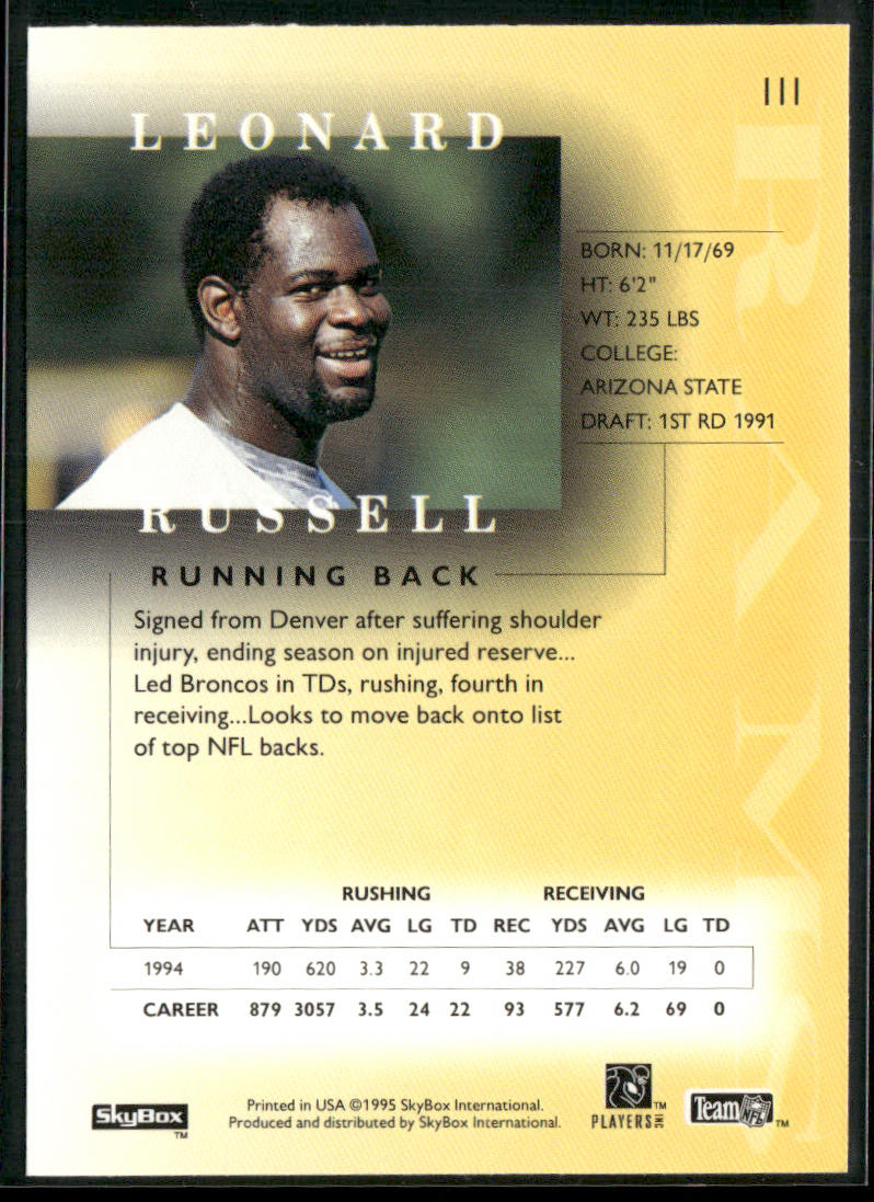 Leonard Russell 1995 SkyBox Premium #111 St. Louis Rams