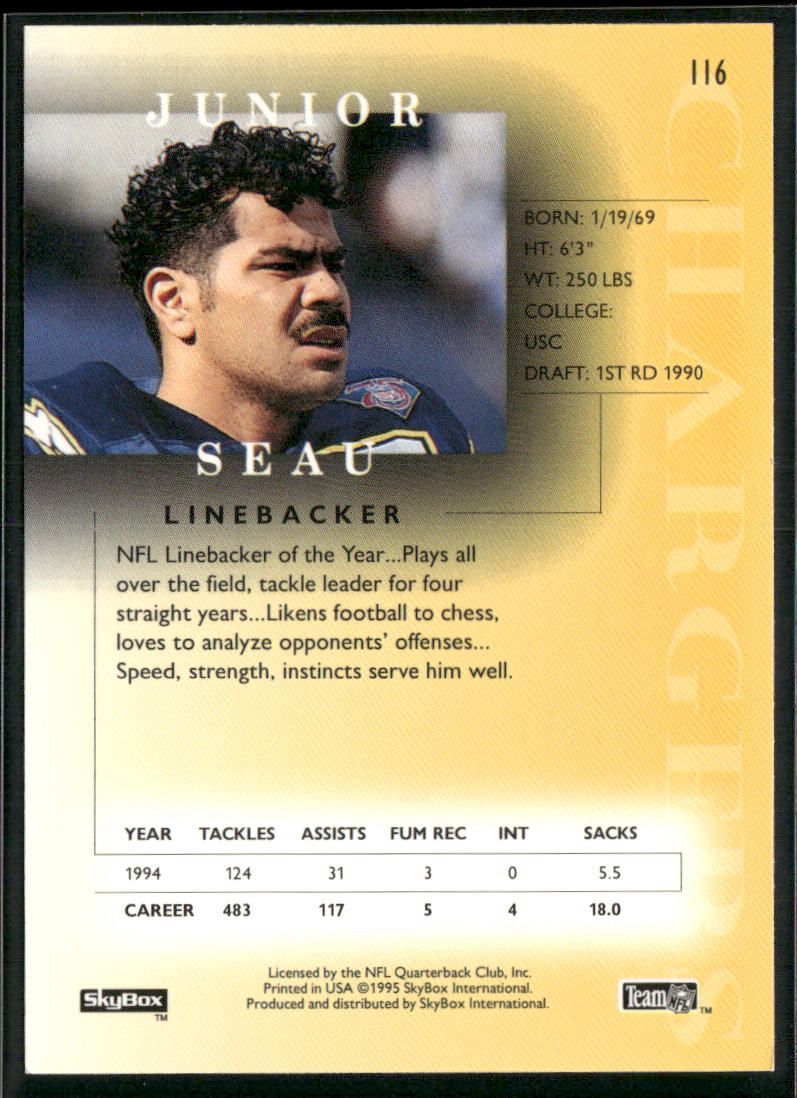 Junior Seau 1995 SkyBox Premium #116 San Diego Chargers