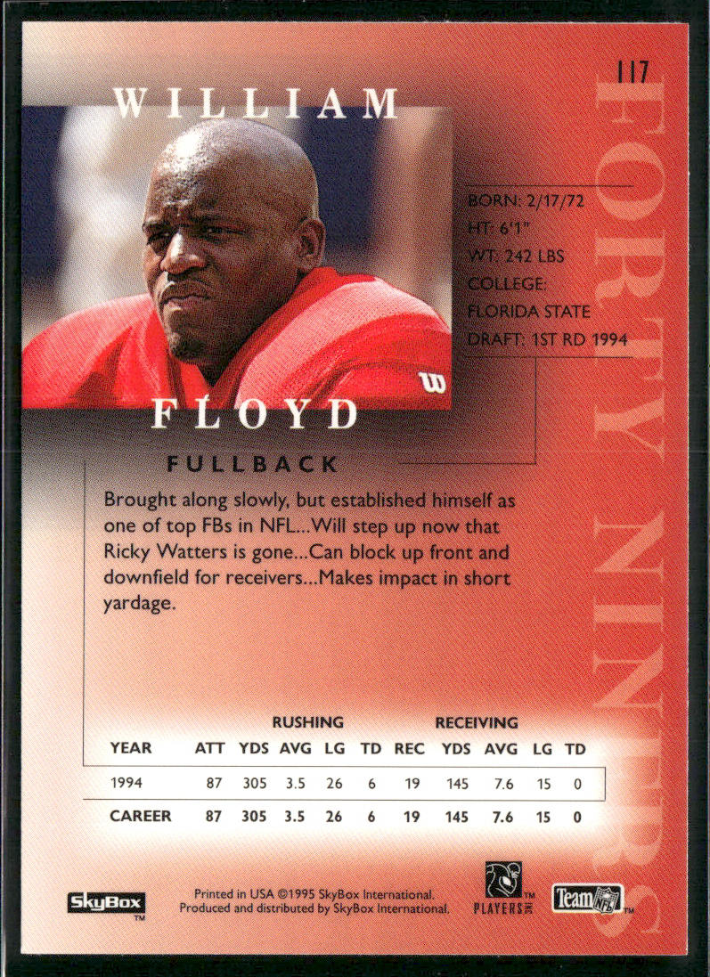 William Floyd 1995 SkyBox Premium #117 San Francisco 49ers