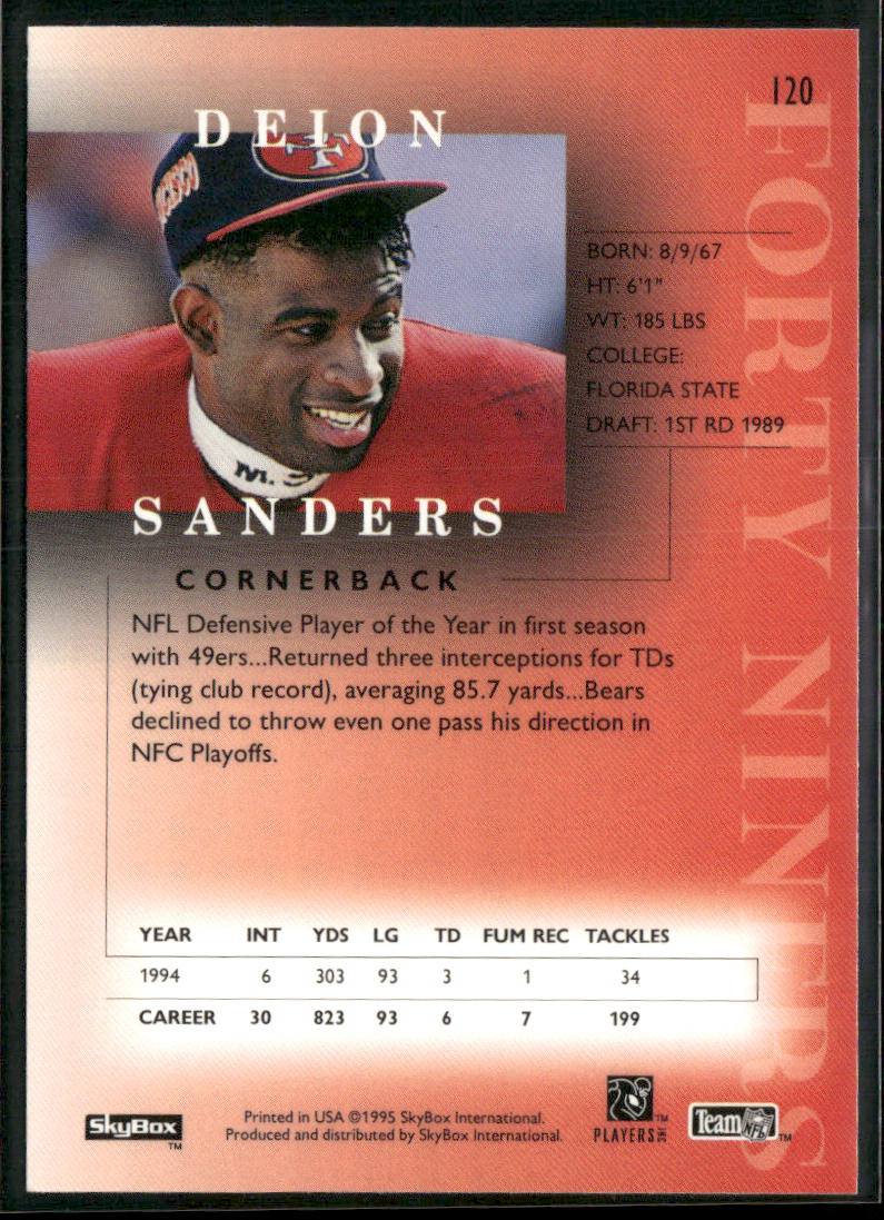 Deion Sanders 1995 SkyBox Premium #120 San Francisco 49ers
