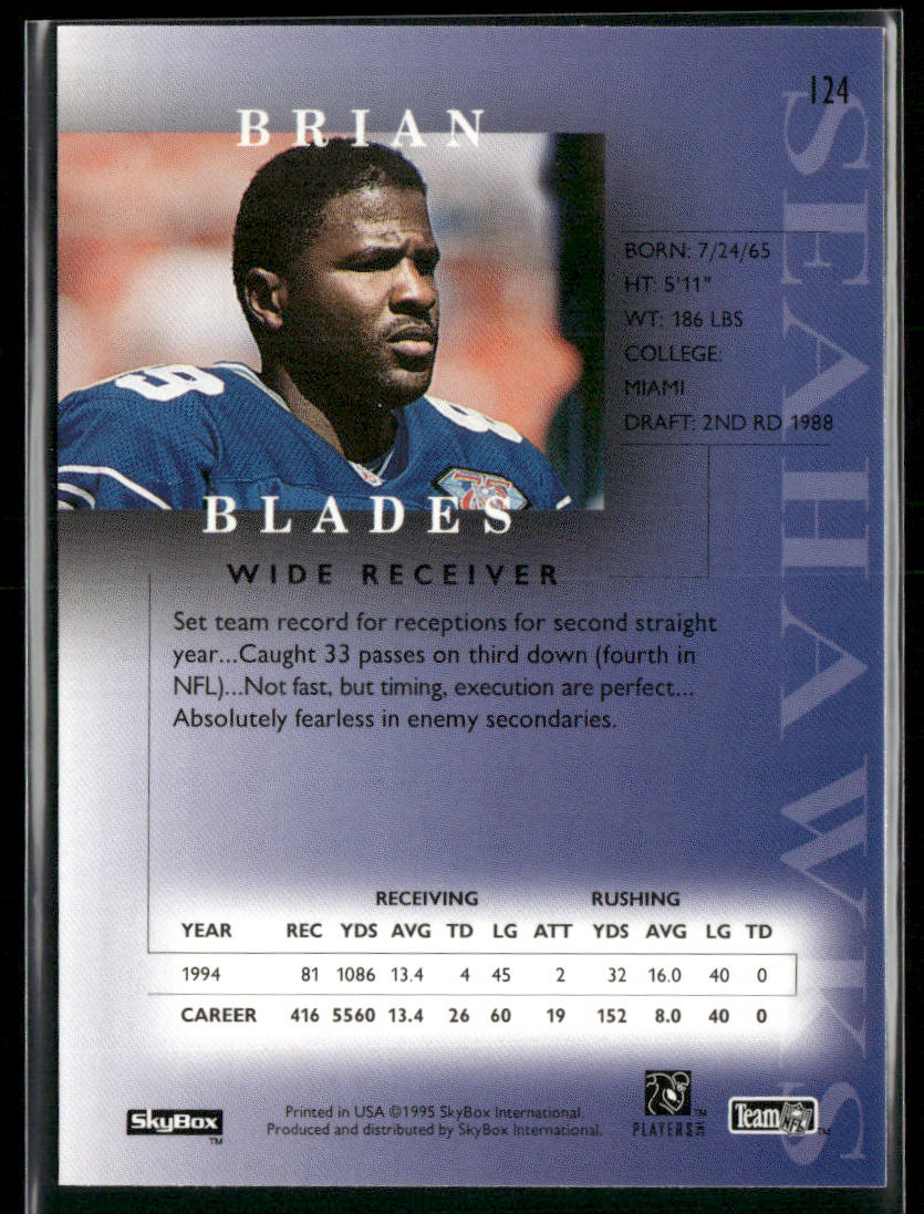 Brian Blades 1995 SkyBox Premium #124 Seattle Seahawks