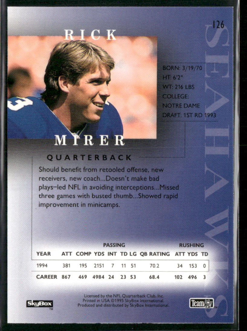 Rick Mirer 1995 SkyBox Premium #126 Seattle Seahawks