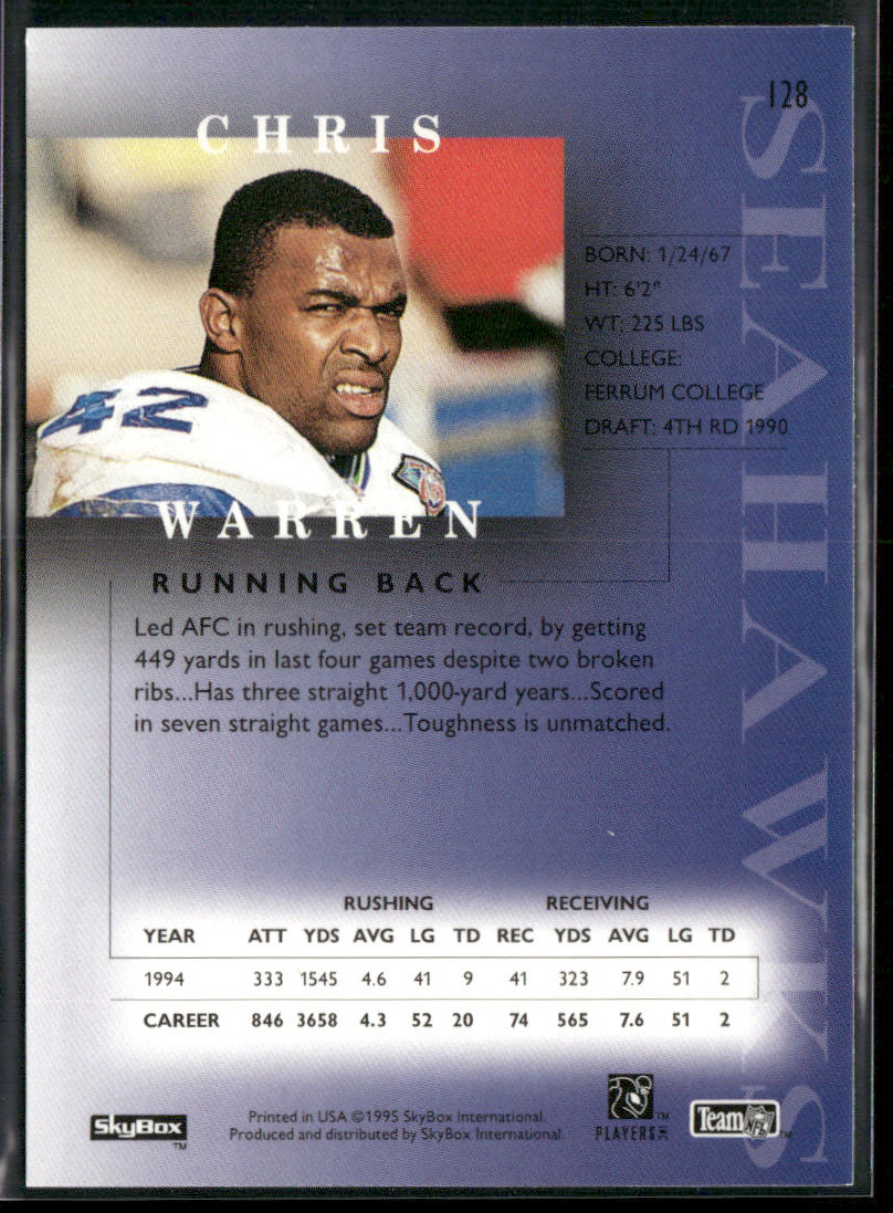 Chris Warren 1995 SkyBox Premium #128 Seattle Seahawks