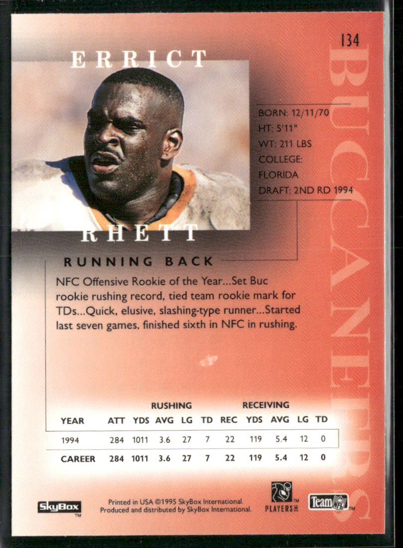 Errict Rhett 1995 SkyBox Premium #134 Tampa Bay Buccaneers