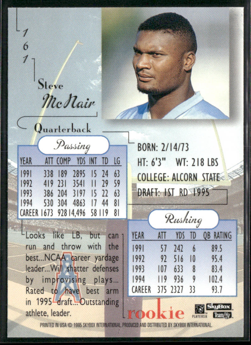 Steve McNair 1995 SkyBox Premium #161 RC Houston Oilers