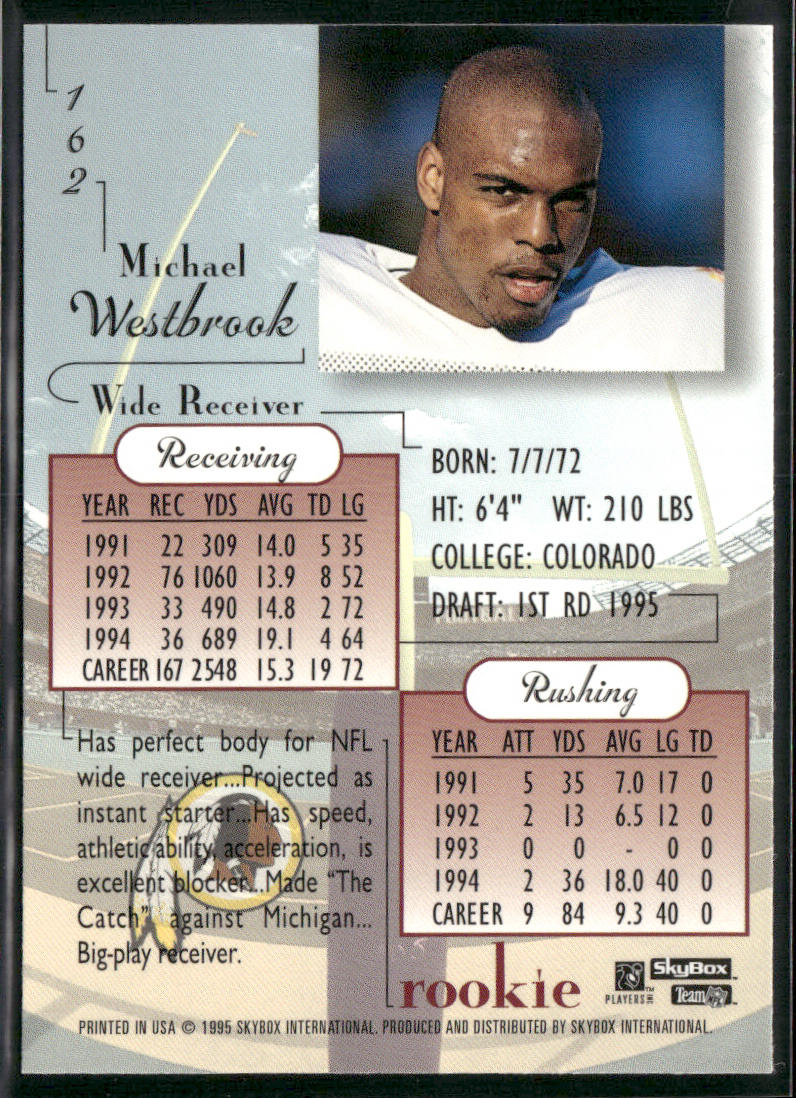 Michael Westbrook 1995 SkyBox Premium #162 RC Washington Redskins