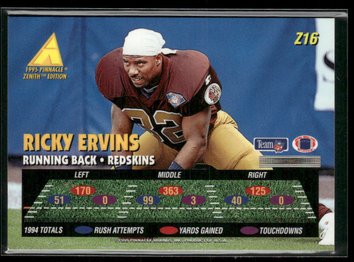 Ricky Ervins 1995 Zenith #Z16 Washington Redskins