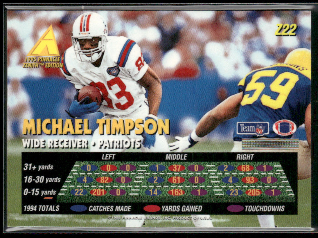 Michael Timpson 1995 Zenith #Z22 New England Patriots