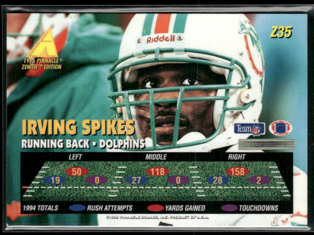 Irving Spikes 1995 Zenith #Z35 Miami Dolphins