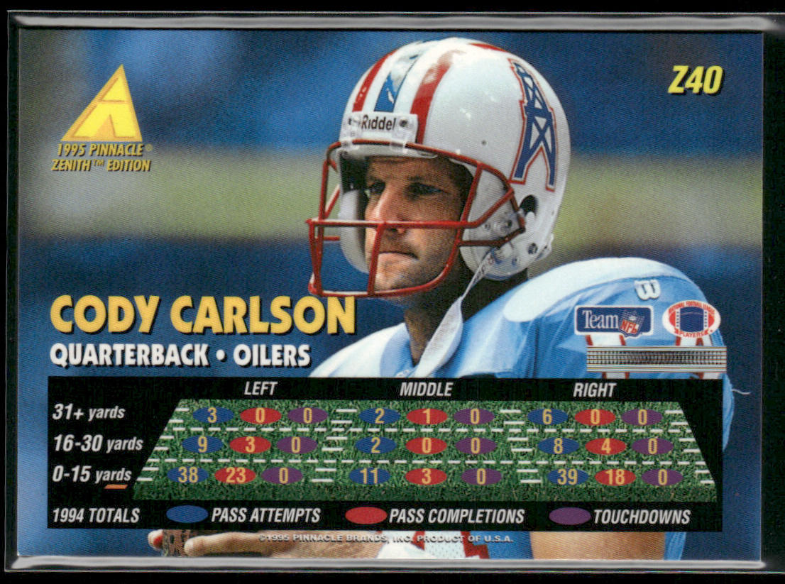 Cody Carlson 1995 Zenith #Z40 Houston Oilers