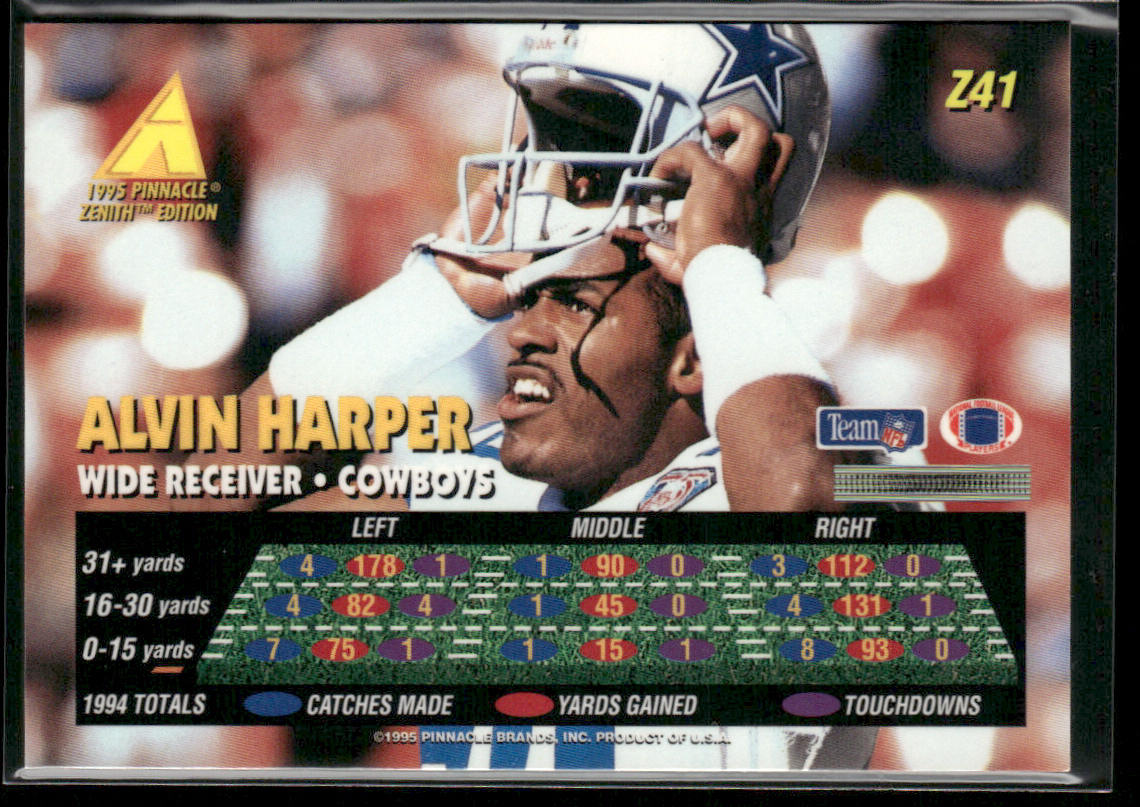 Alvin Harper 1995 Zenith #Z41 Dallas Cowboys