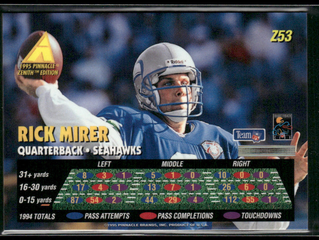 Rick Mirer 1995 Zenith #Z53 Seattle Seahawks