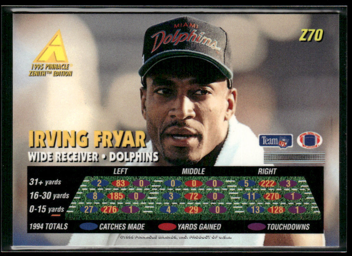 Irving Fryar 1995 Zenith #Z70 Miami Dolphins
