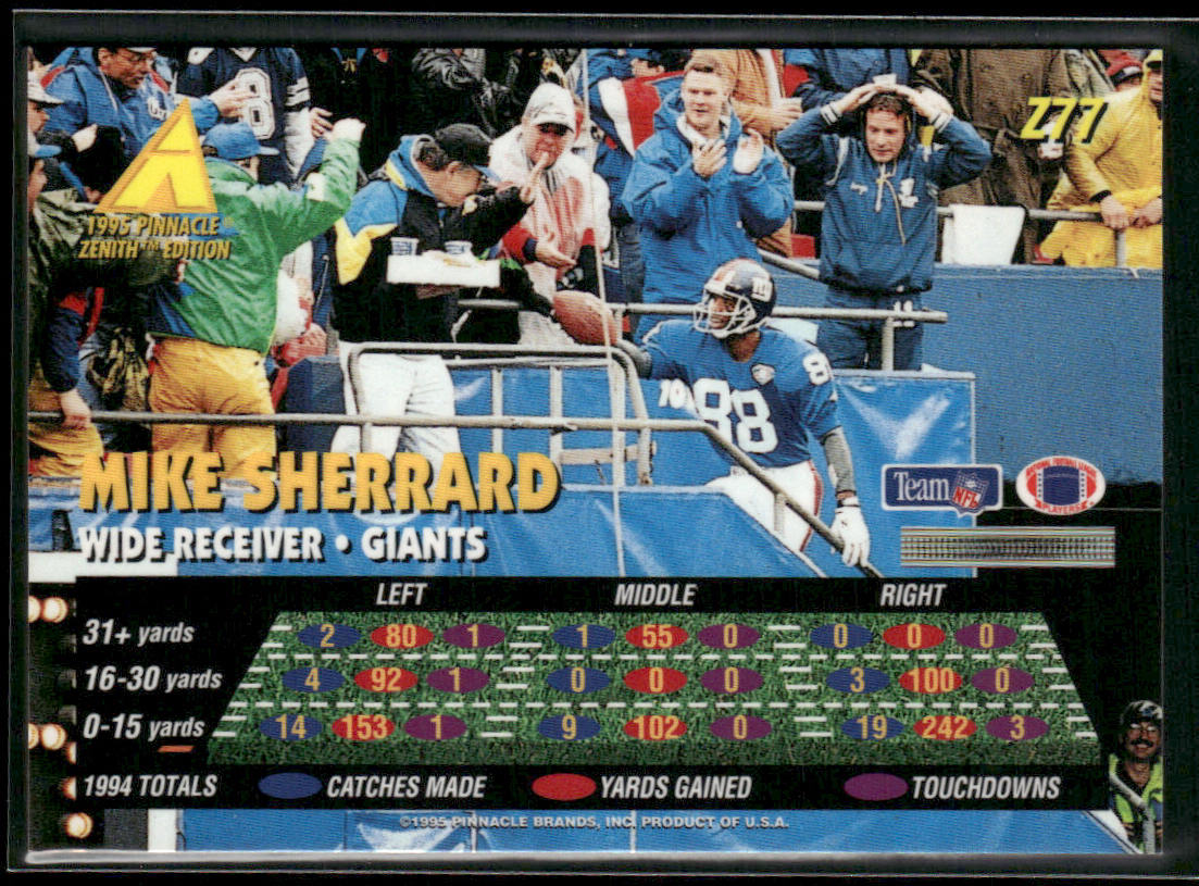 Mike Sherrard 1995 Zenith #Z77 New York Giants