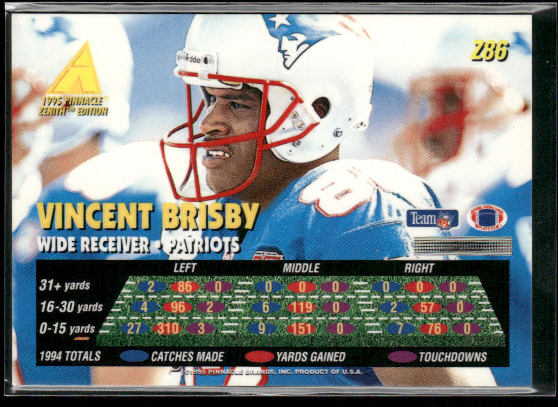 Vincent Brisby 1995 Zenith #Z86 New England Patriots