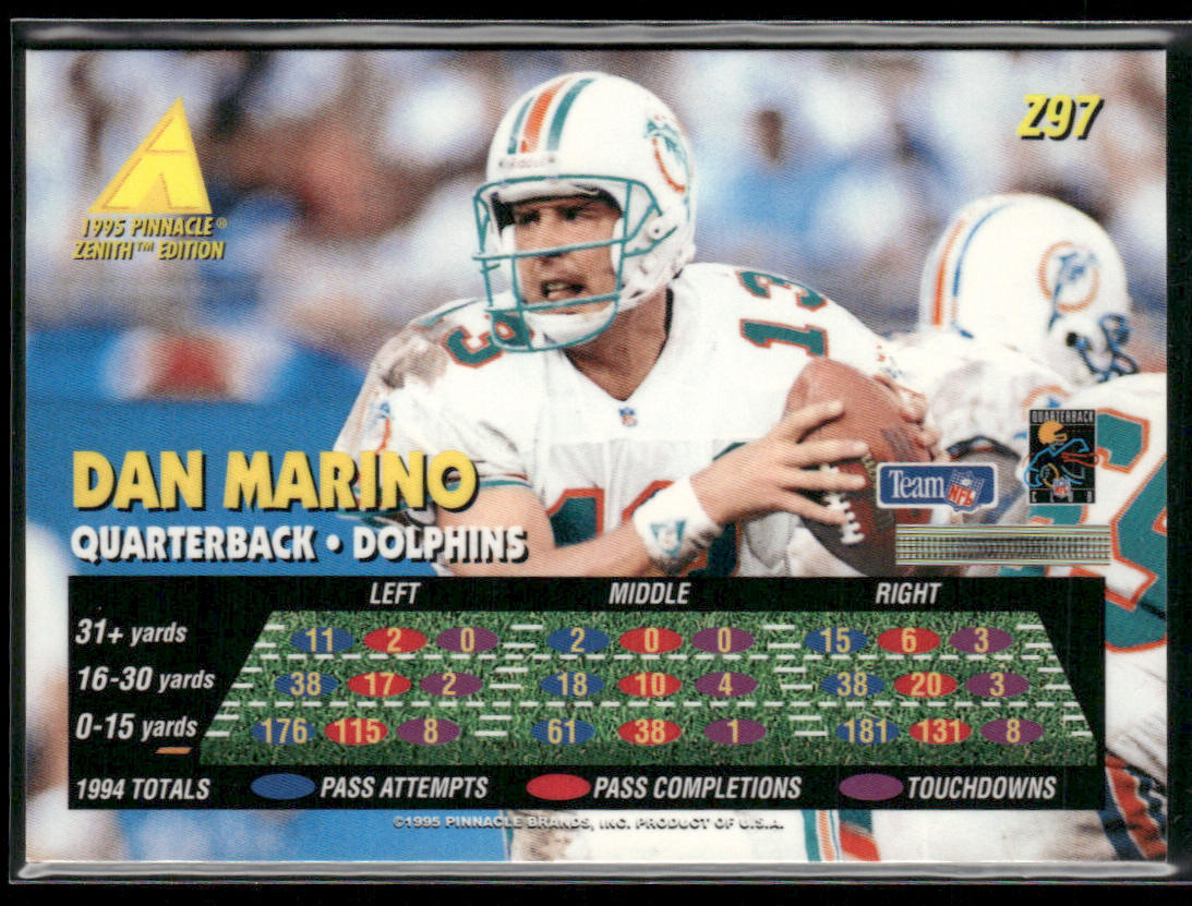 Dan Marino 1995 Zenith #Z97 Miami Dolphins