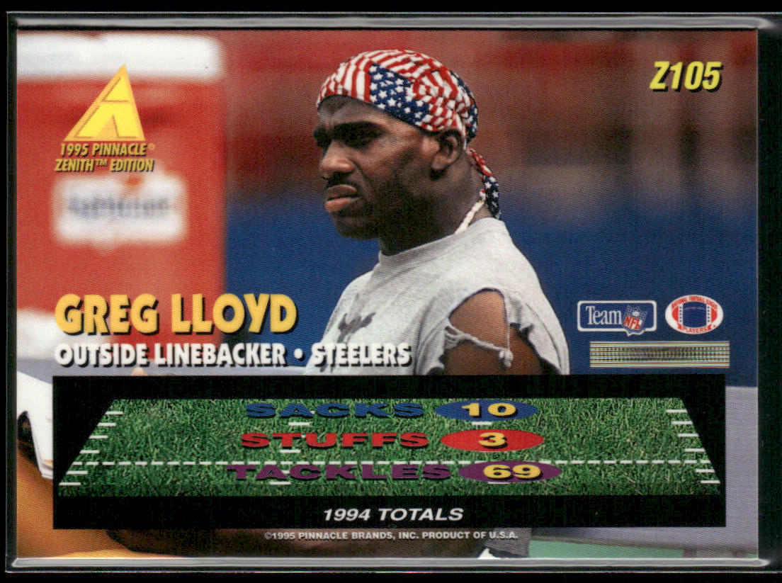 Greg Lloyd 1995 Zenith #Z105 Pittsburgh Steelers