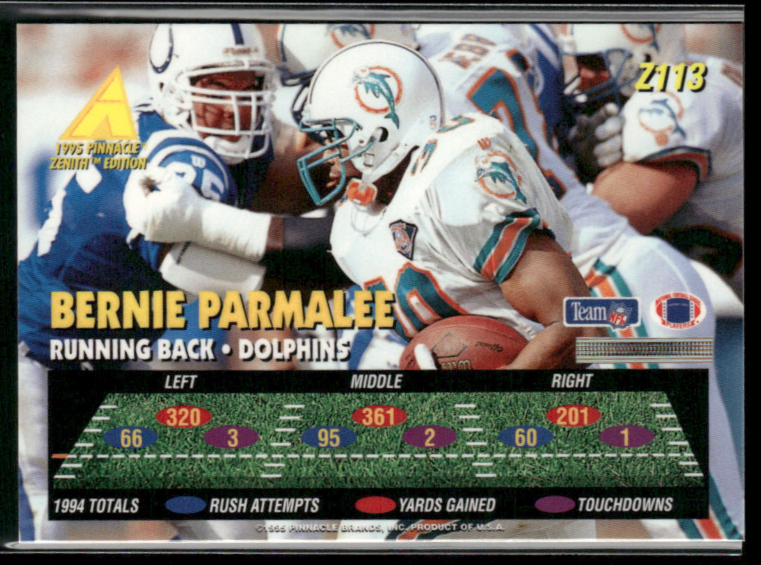 Bernie Parmalee 1995 Zenith #Z113 Miami Dolphins