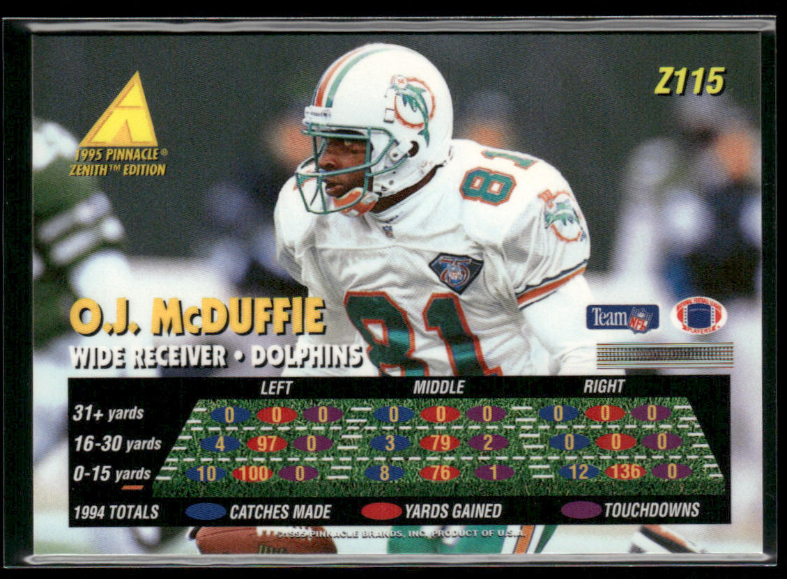 O.J. McDuffie 1995 Zenith #Z115 Miami Dolphins