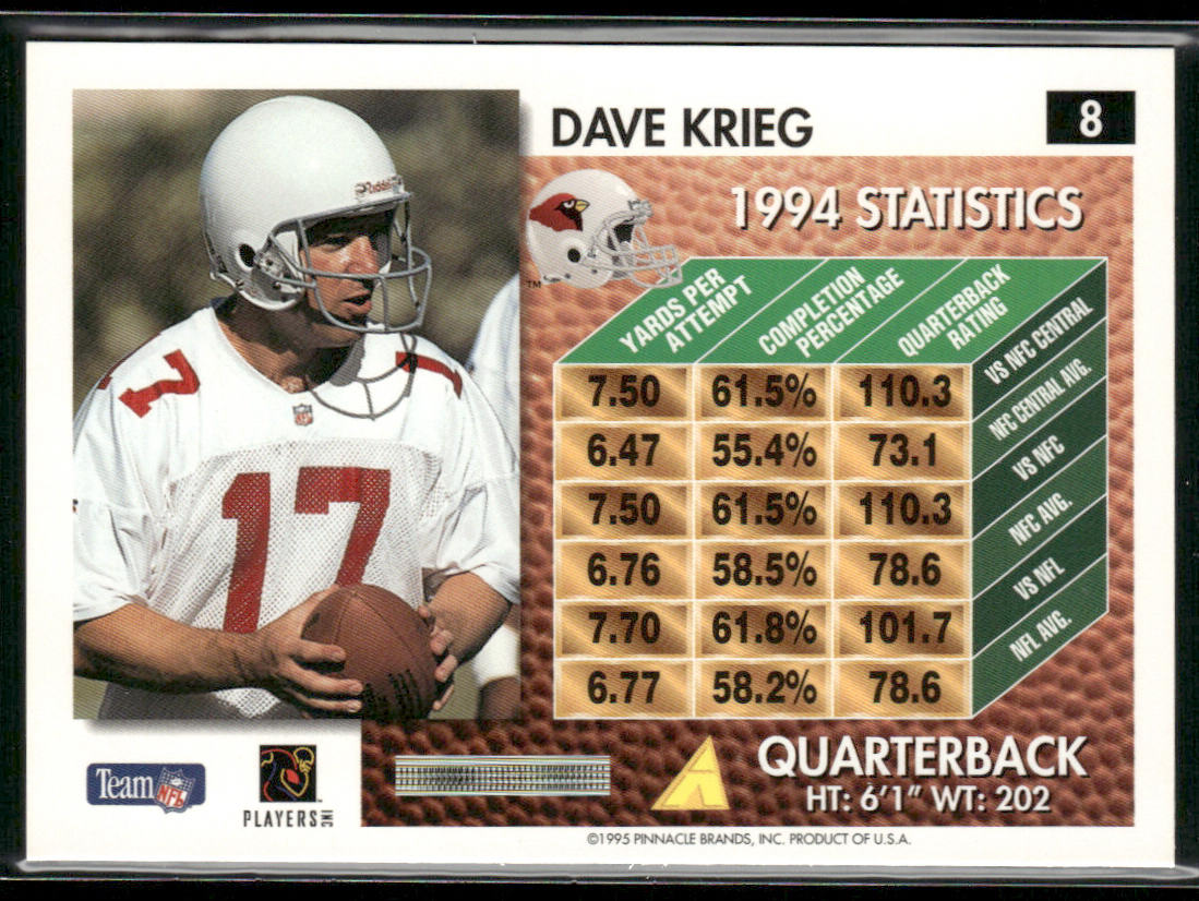 Dave Krieg 1995 Summit #8 Arizona Cardinals