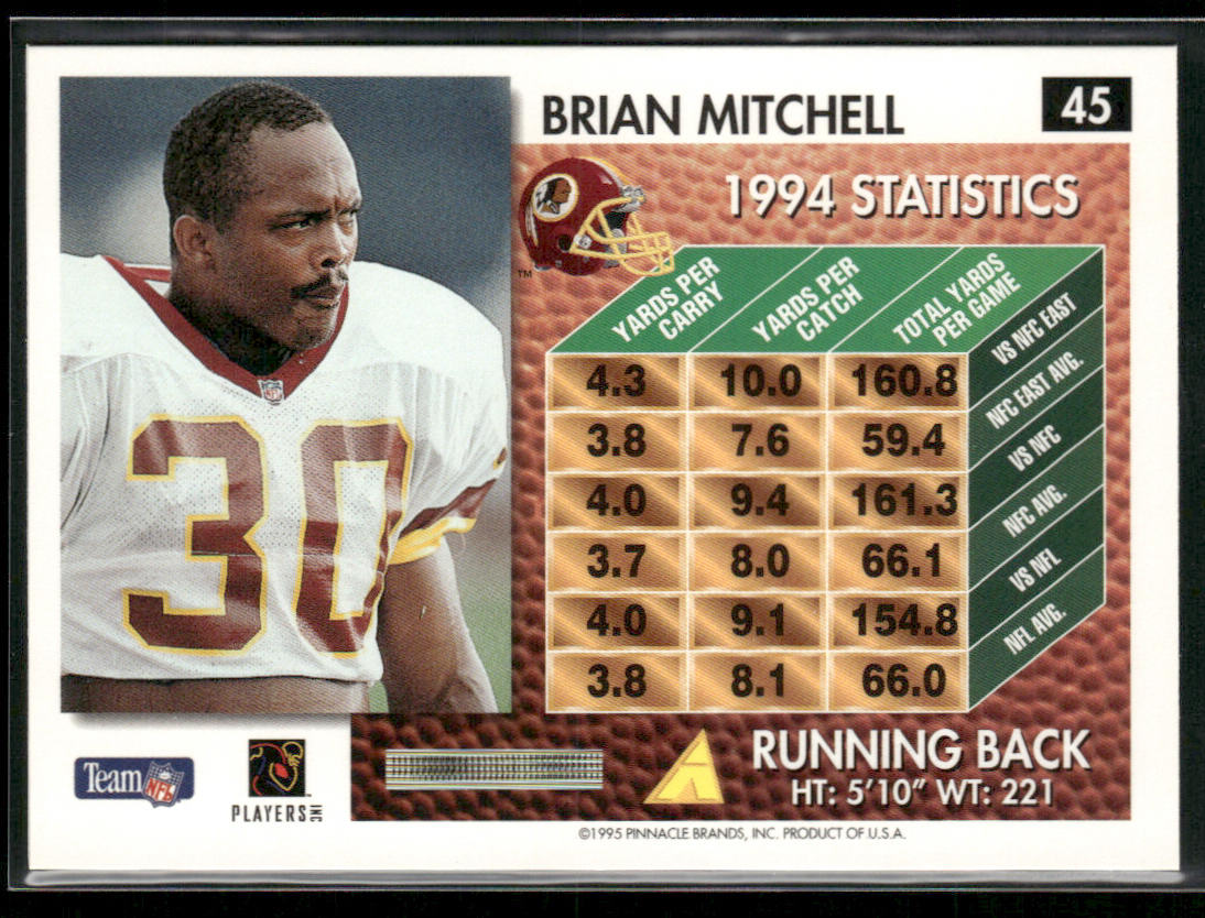 Brian Mitchell 1995 Summit #45 Washington Redskins