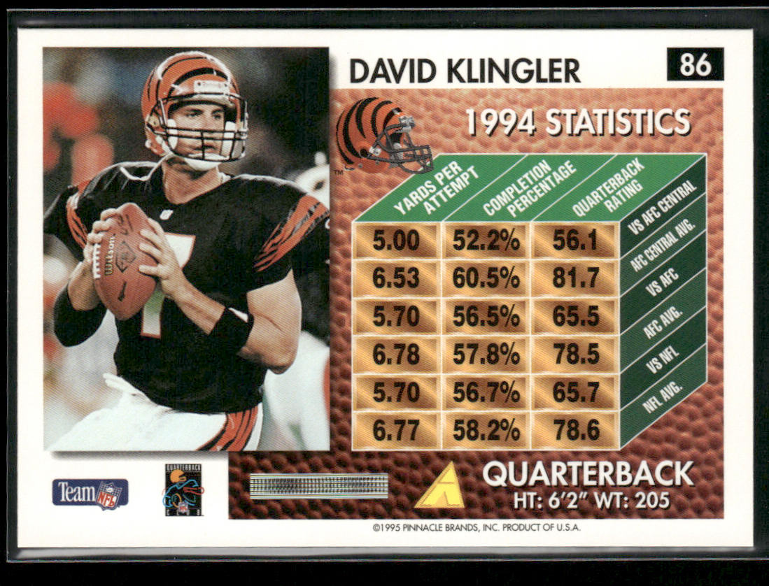 David Klingler 1995 Summit #86 Cincinnati Bengals