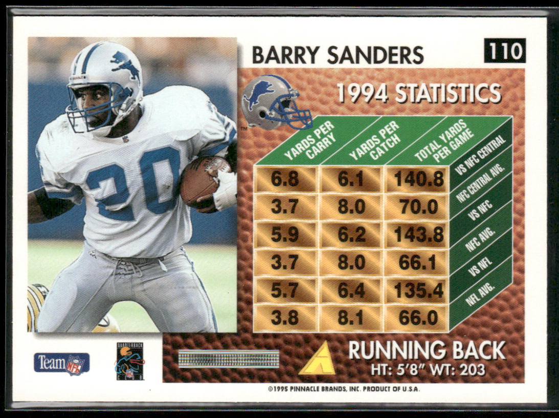 Barry Sanders 1995 Summit #110 Detroit Lions