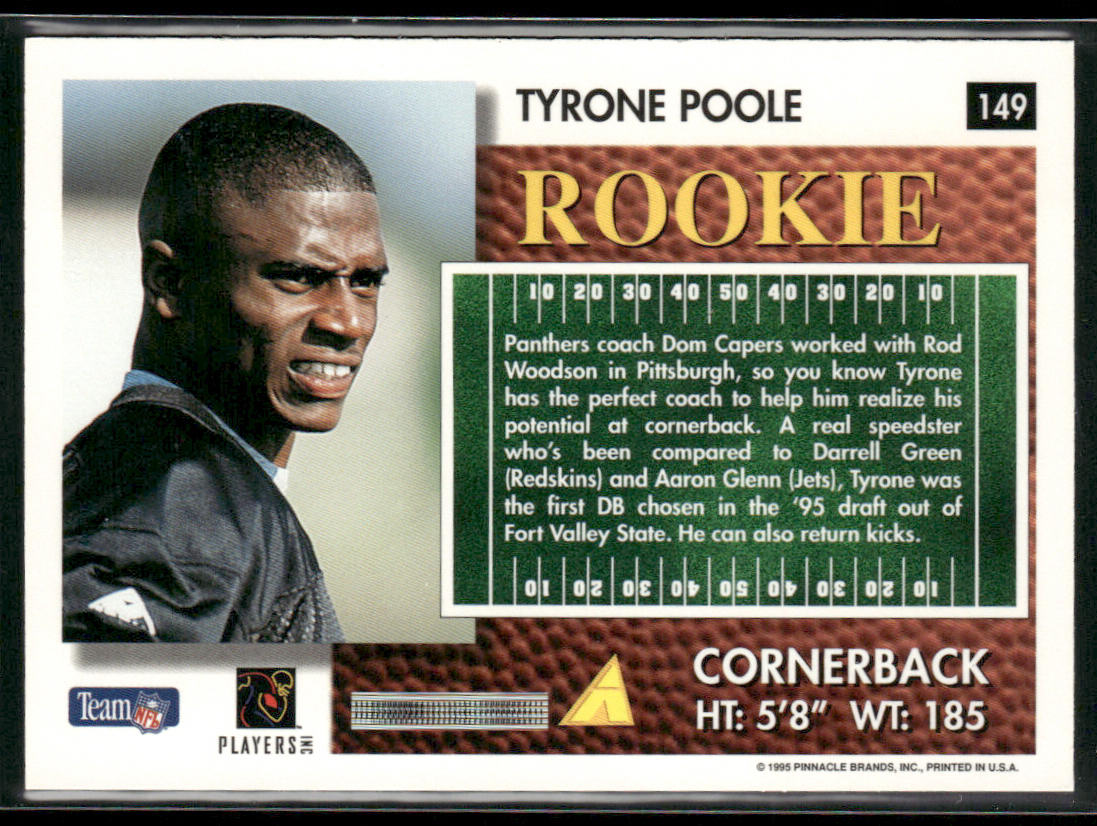 Tyrone Poole 1995 Summit #149 RC Carolina Panthers