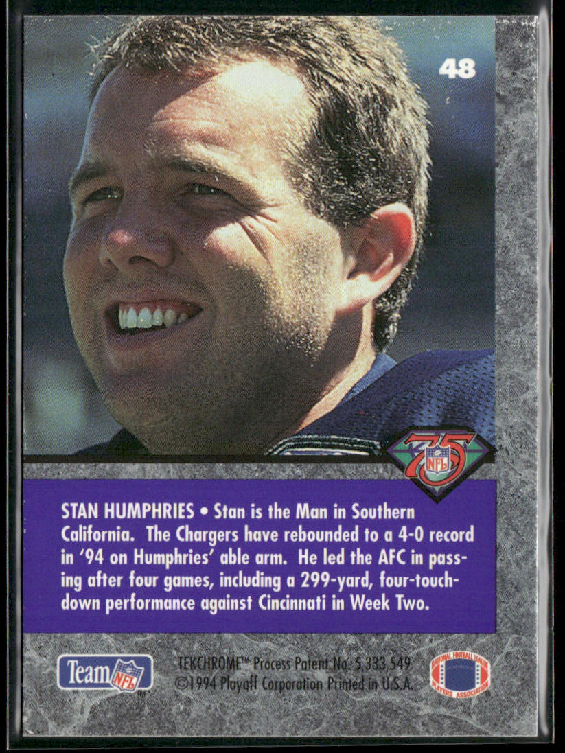 Stan Humphries 1994 Playoff Contenders #48 San Diego Chargers